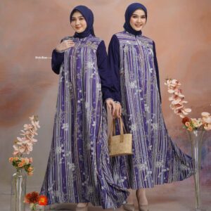 [BUNDLE] NADHEERA MAULY-MIDIDRESS-RICHBLUE-#XL + KEKE INAYA RUBY SCARF NAVY