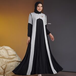 [BUNDLE] NADHEERA MAZZYA-DRESS-WHITE-#XXL + NIBRAS HIJAB DIAMOND PASHMINA IVORY
