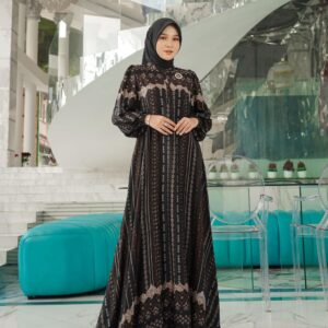 [BUNDLE] NADHEERA RAYANIA-DRESS-STYLE-3-BLACK-#XL + NADHEERA KAIA SCARF OLIVE