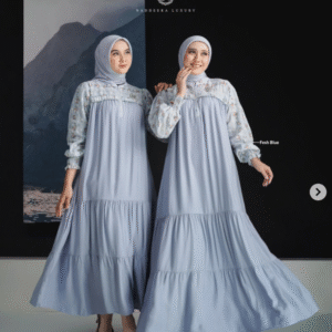 [Bundling Serasi] NADHEERA TANIVVA-DRESS-FESHBLUE-#XL + MYSURE SERAYA DRESS MOM BLUE #XL (0) - Paket Elegan Duo Gamis: Nadheera Luxury + Daily Look Senada