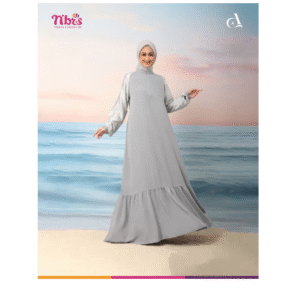 [Bundling Couple] NIBRAS ARCHIPELAGO IB LIGHT GREY-#L + NIBRAS KHALWA KOKO LIGHT GREY #XS - Paket Serasi: Gamis & Koko Dewasa