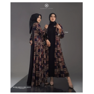 [Bundling Couple] NADHEERA MIANNA-DRESS-GRAPES-#M + MYSURE ESTERA-KOKO-DARKPURPLE-#S - Paket Serasi: Gamis & Koko Dewasa
