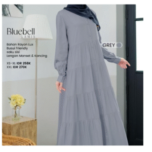 [Bundling Gamis] NIBRAS BLUEBELL GREY #L + UB-GAMIS-WOLFIS-HITAM - Paket Gamis Daily: 2 Gamis, 1 Harga Hemat